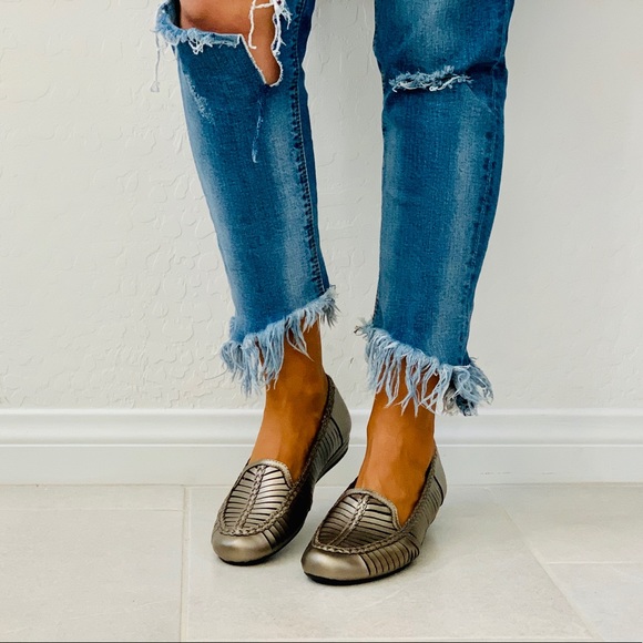NIB Bronze Leather Woven Moccasin Loafer - Picture 4 of 7